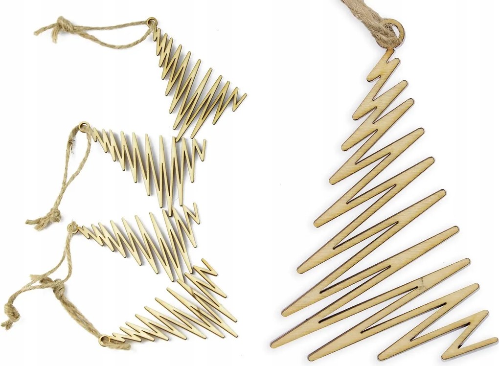 Függők Karácsonyfa Natúr 5 db 20cm cikk-cakk