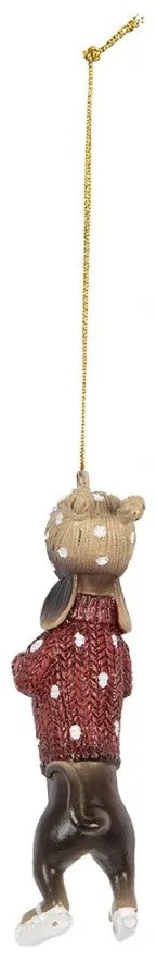 Karácsonyfadísz pöttyös piros pulcsis tacskó