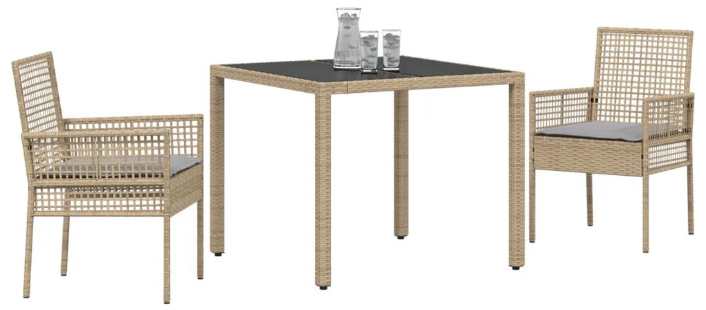 2 db Bézs Polirattan 90 x 90 x 75 cm UV-álló anyagok