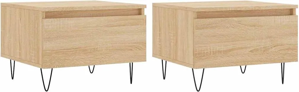 vidaXL 2 db sonoma tölgy szerelt fa dohányzóasztal 50 x 46 x 35 cm
