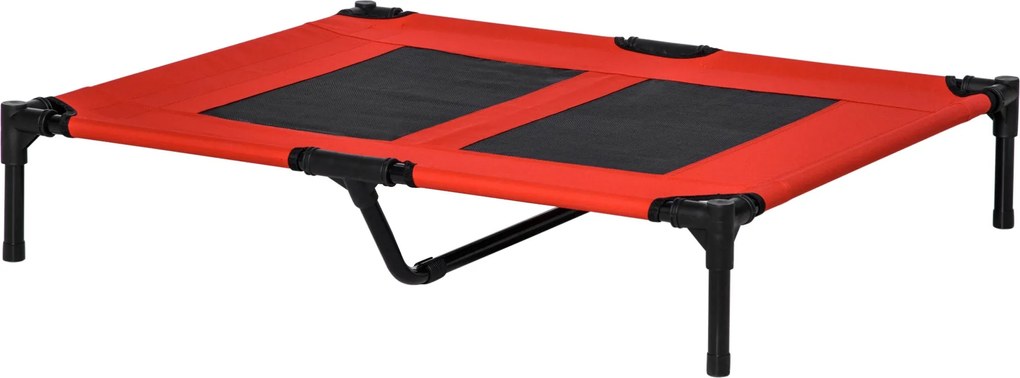 PawHut Felemelkedett Ágy Kutyáknak és Macskáknak, Hordozható Ágy Lélegző Hálós Területtel és Oxford Szövetből Készült, Beltérre és Kültérre, 92x76x18