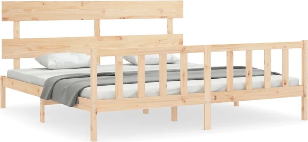 vidaXL tömör fa ágykeret fejtámlával Super King Size
