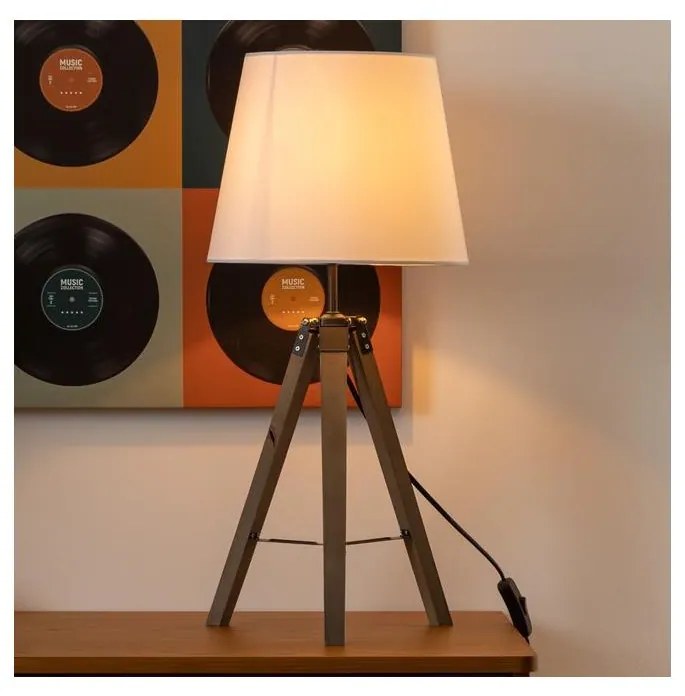 Atmosphera Atmosphera - Asztali lámpa RUNO 1xE27/25W/230V fa/fehér P6495