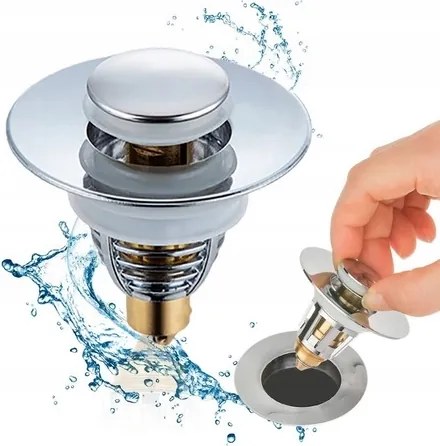 Univerzális Mosdódugó Lefolyószűrő Klikk Mosdó Csaptelep Silver