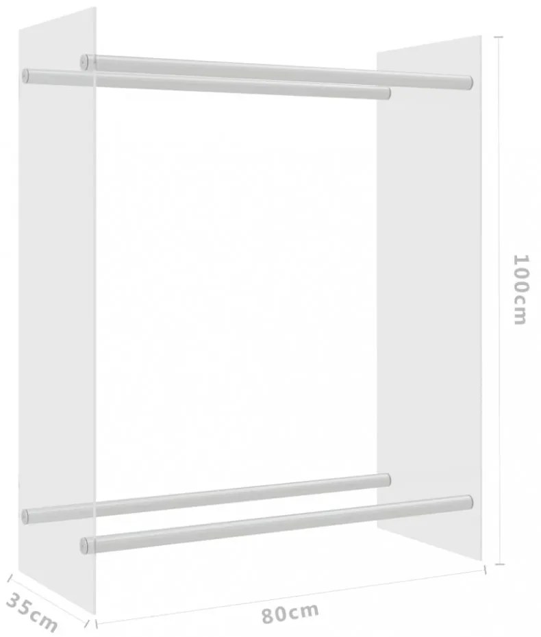 átlátszó edzett üveg tűzifatároló 80 x 35 x 100 cm