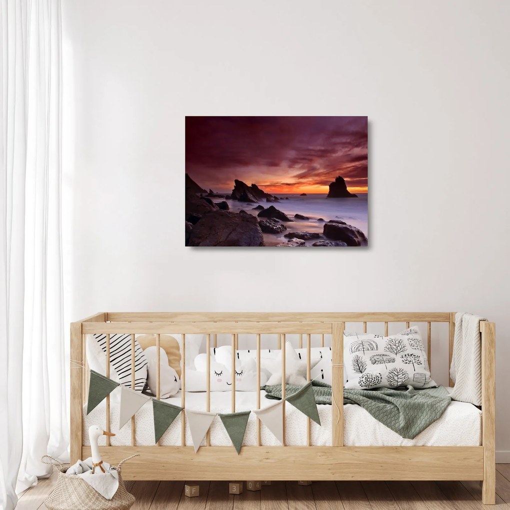 Naplemente a tengerparton képe (üvegen) (70x50 cm)
