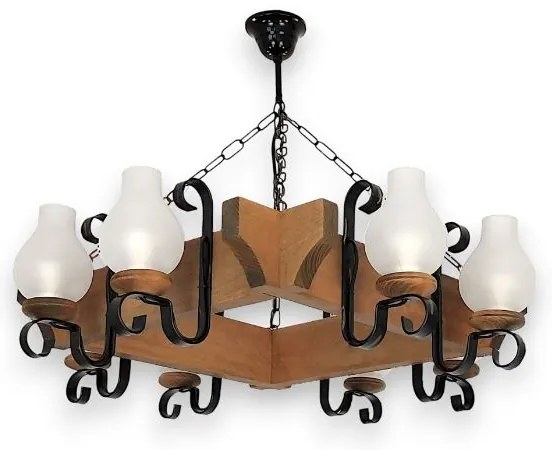 Brilagi - Csillár láncon QUEEN 8xE14/40W/230V bükkfa