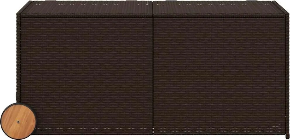vidaXL barna polyrattan kerti tárolóláda kerekekkel 283 L