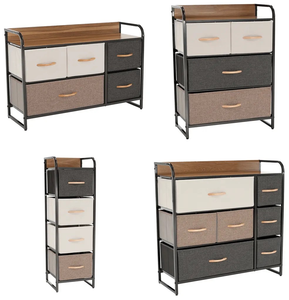 HAZEL TYP 3 szekrény szövet fiókokkal, barna, XL