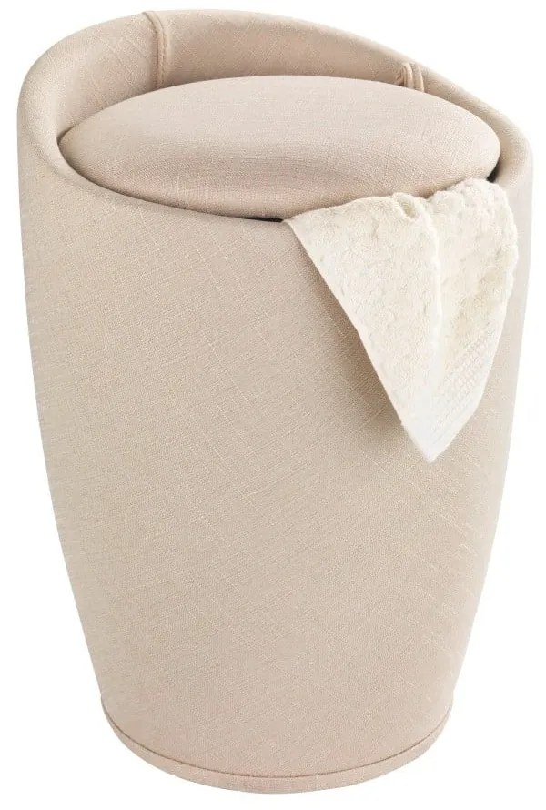 Linen Look bézs szennyestartó kosár és ülőke egyben - Wenko