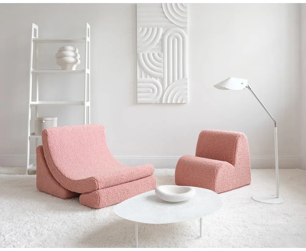 Rózsaszín buklé gyerek fotel Cloud – Wigiwama