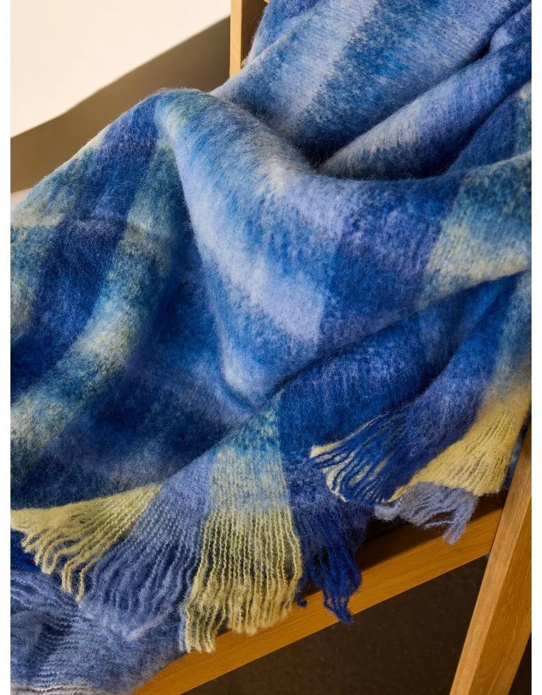 Kék gyapjúkeverék takaró 140x200 cm Loom – Hübsch