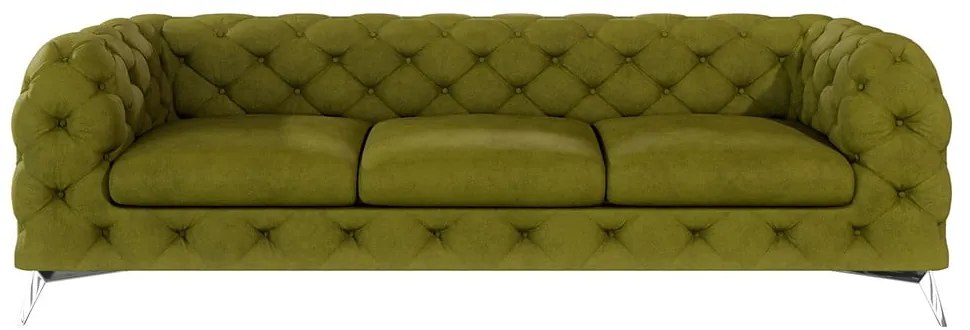 Zöld bársony kanapé 243 cm Chelsea – Ropez