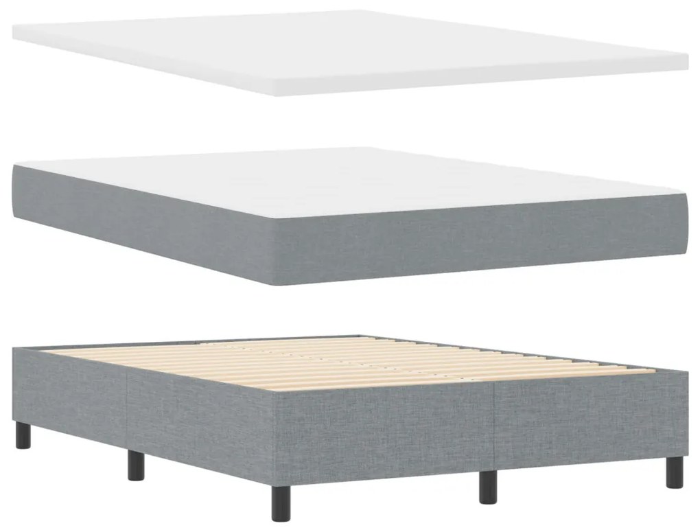 Boxspring Ágy Matrace Sötétszürke 140x200 cm Szövet