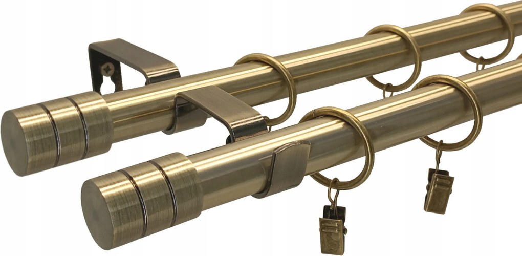 Függönykarnis dupla 19+19 mm Fém Loft Mix arany Antik Arany 400 cm