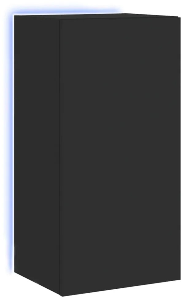 fekete falra szerelhető TV-szekrény LED-del 40,5 x 35 x 80 cm
