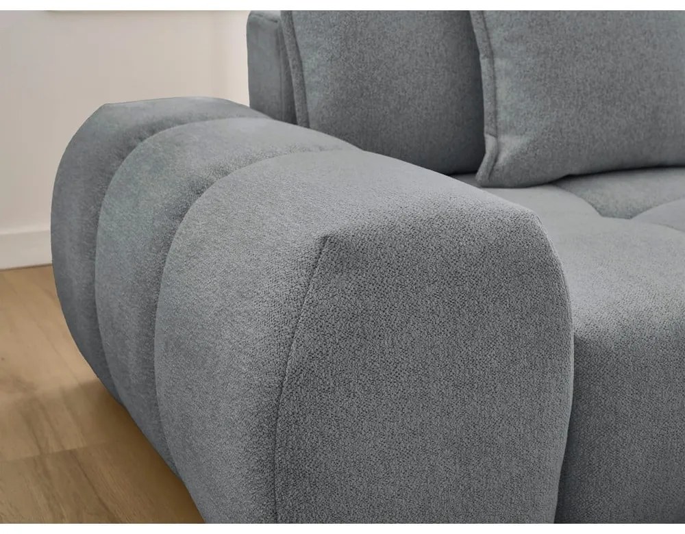 Sötétszürke zsenília kinyitható-tárolóhelyes sarokkanapé (jobb oldali-heverő résszel) Everest – Bobochic Paris