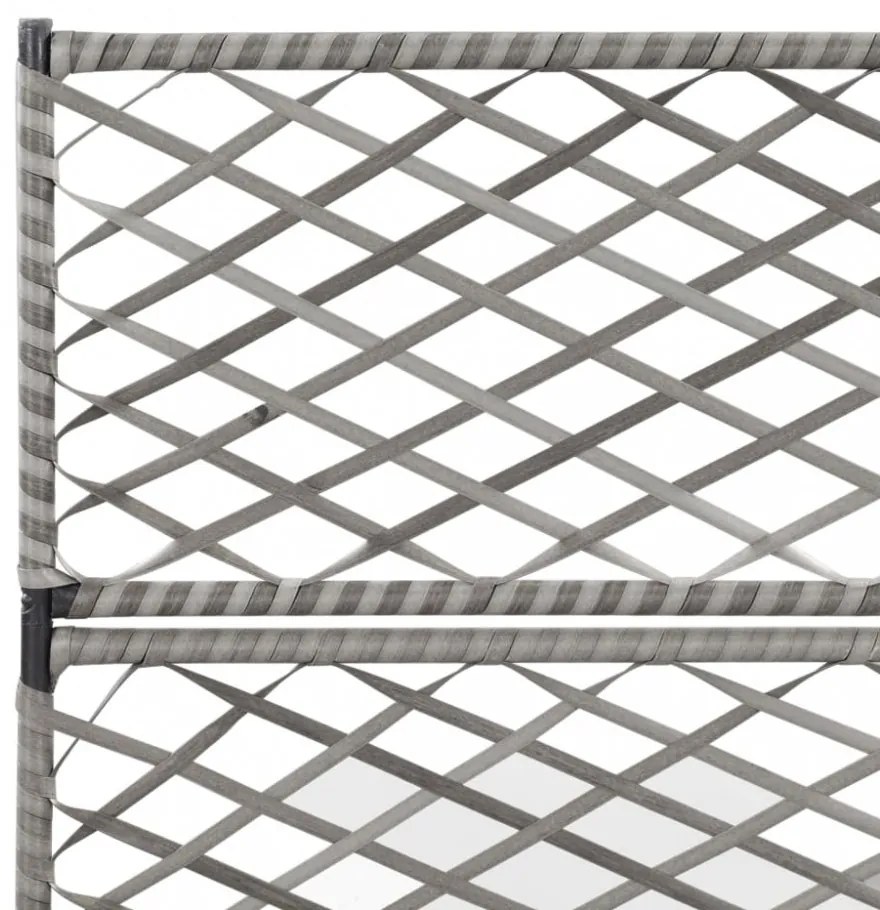 szürke rácsos polyrattan magaságyás 3 kaspóval 83 x 30 x 130 cm