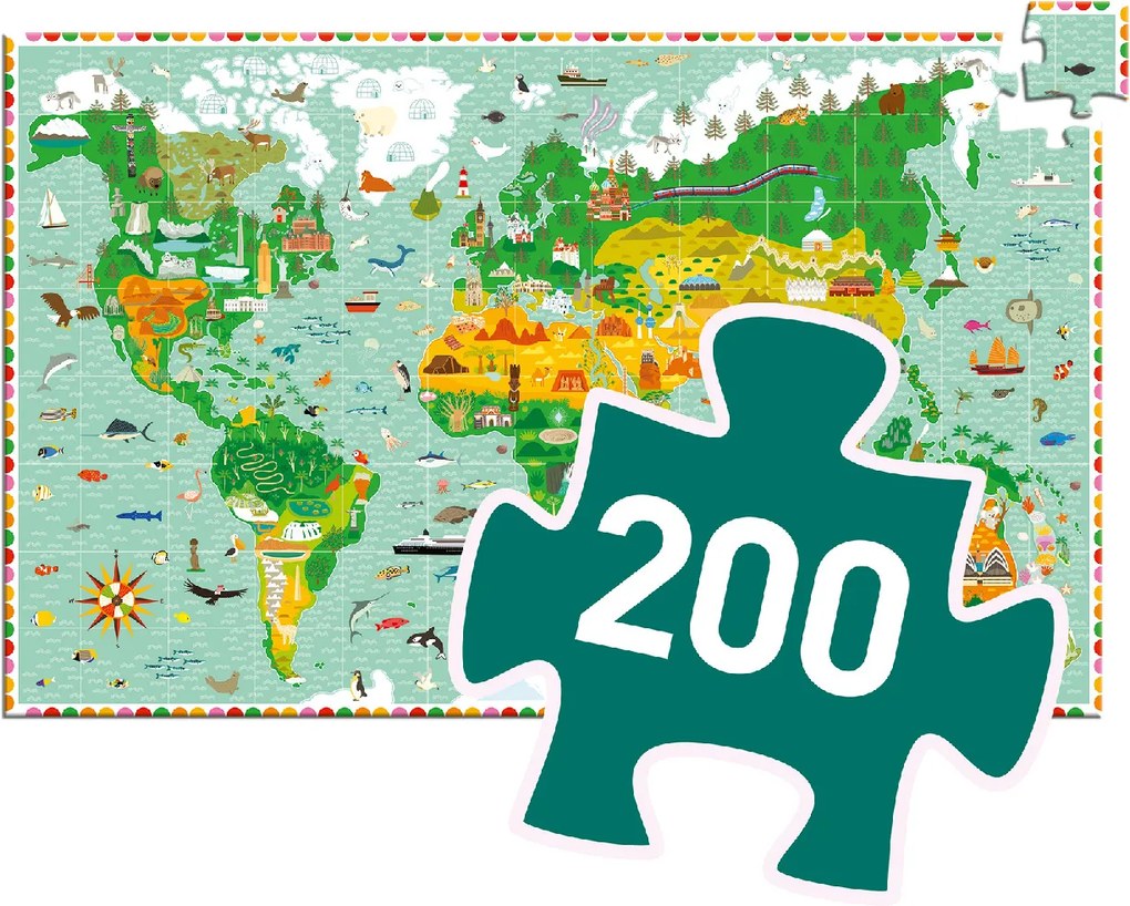 Megfigyeltető puzzle - Lenyűgöző világ, 200 db-os - A round the world + booklet