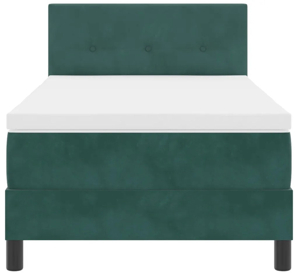 Boxspring Ágy Mattal és LED Fekete Zöld 80x200 cm Velúr
