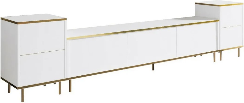 Imej White and Gold TV-szekrény szekrényekkel