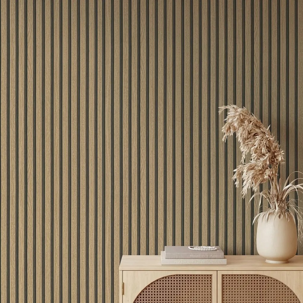 Természetes Fa Lamellákat Utánzó Vinil Tapéta