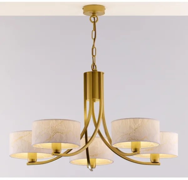 Jupiter 2097 - Láncos csillár ARTHUR 5xE27/15W/230V fehér/arany/márványminta