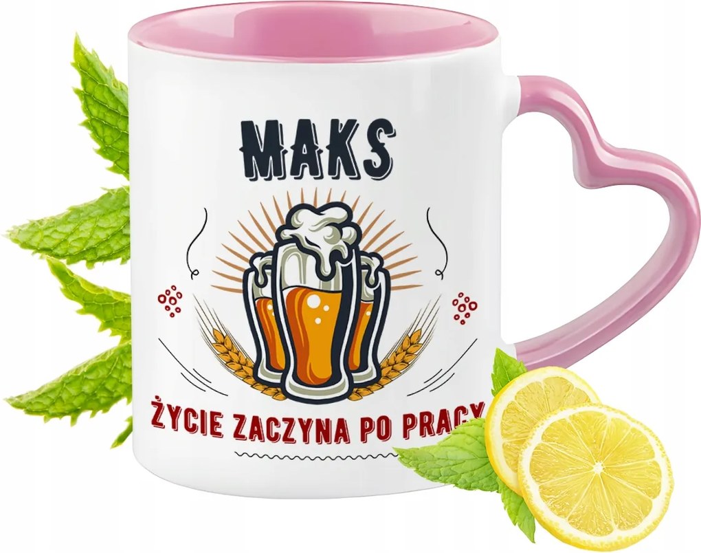 Max bögre Rózsaszín, szív alakú füllel Kávé Ajándék