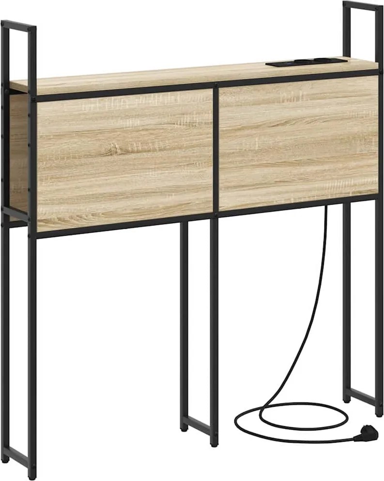 vidaXL Tárolós Fejtámla Töltő Állomással sonoma tölgy 83 x 15 x 98 cm