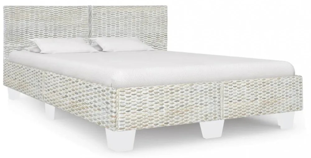 szürke természetes rattan ágykeret 140 x 200 cm