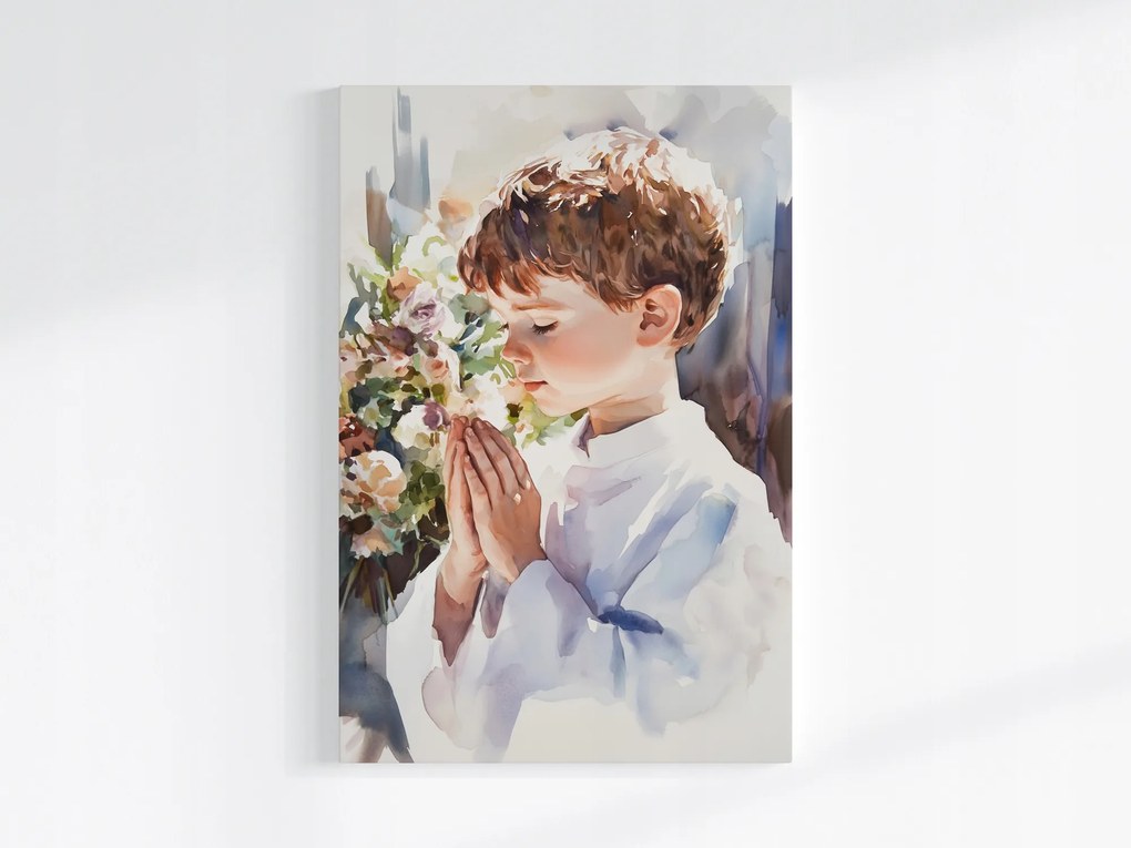 Vászonkép Canvas Fiú Elsőáldozás Ima Szentség 40x60