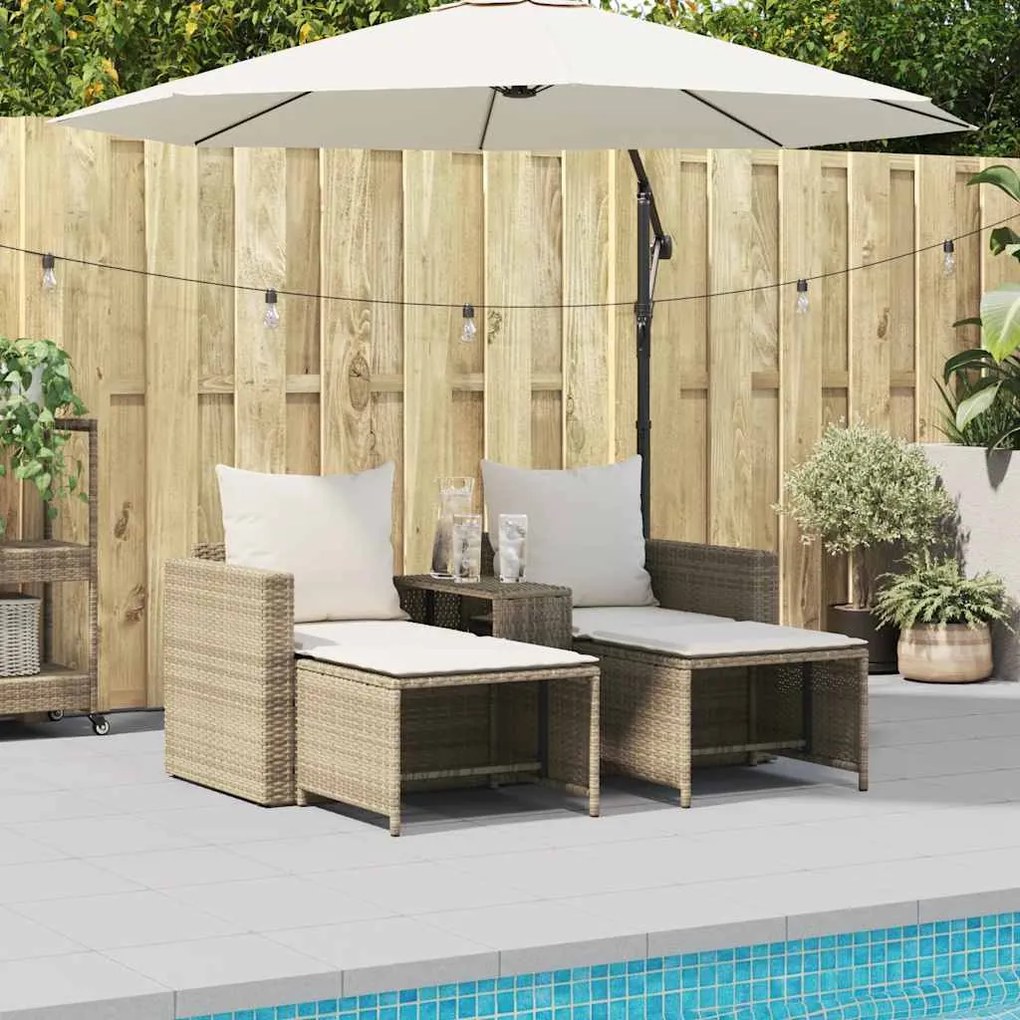 5 részes polyrattan kerti kanapé garnitúra párnákkal stackable