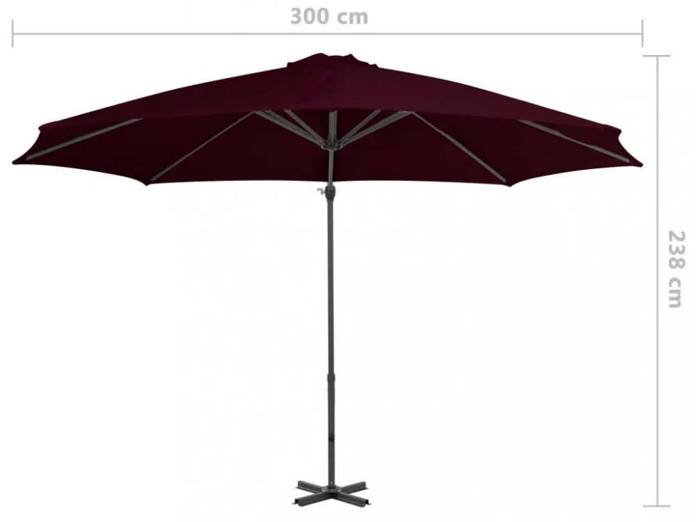 piros konzolos napernyő alumíniumrúddal 300 cm