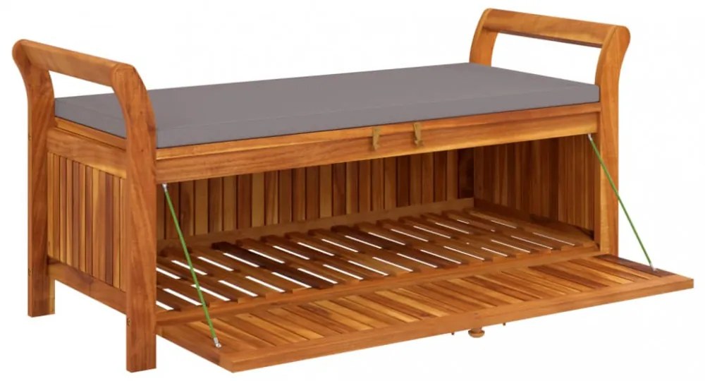 tömör akácfa tárolópad párnával 126 cm