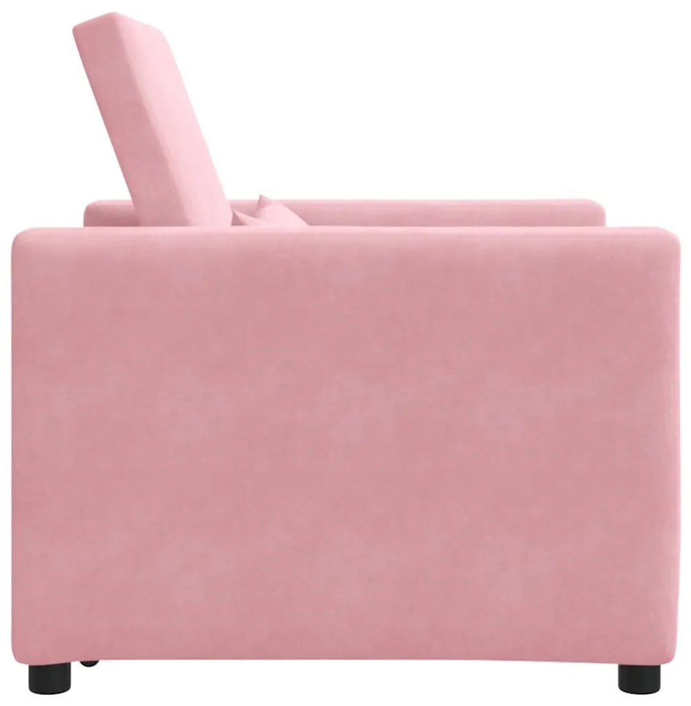 Egyszemélyes kanapéágy light pink 90 x 165 x 87 cm Bársony