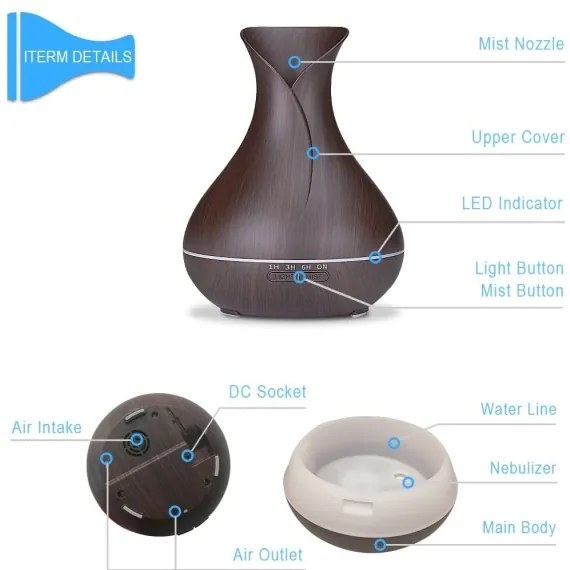 LED RGB légnedvesítő és ionizátor 400 ml