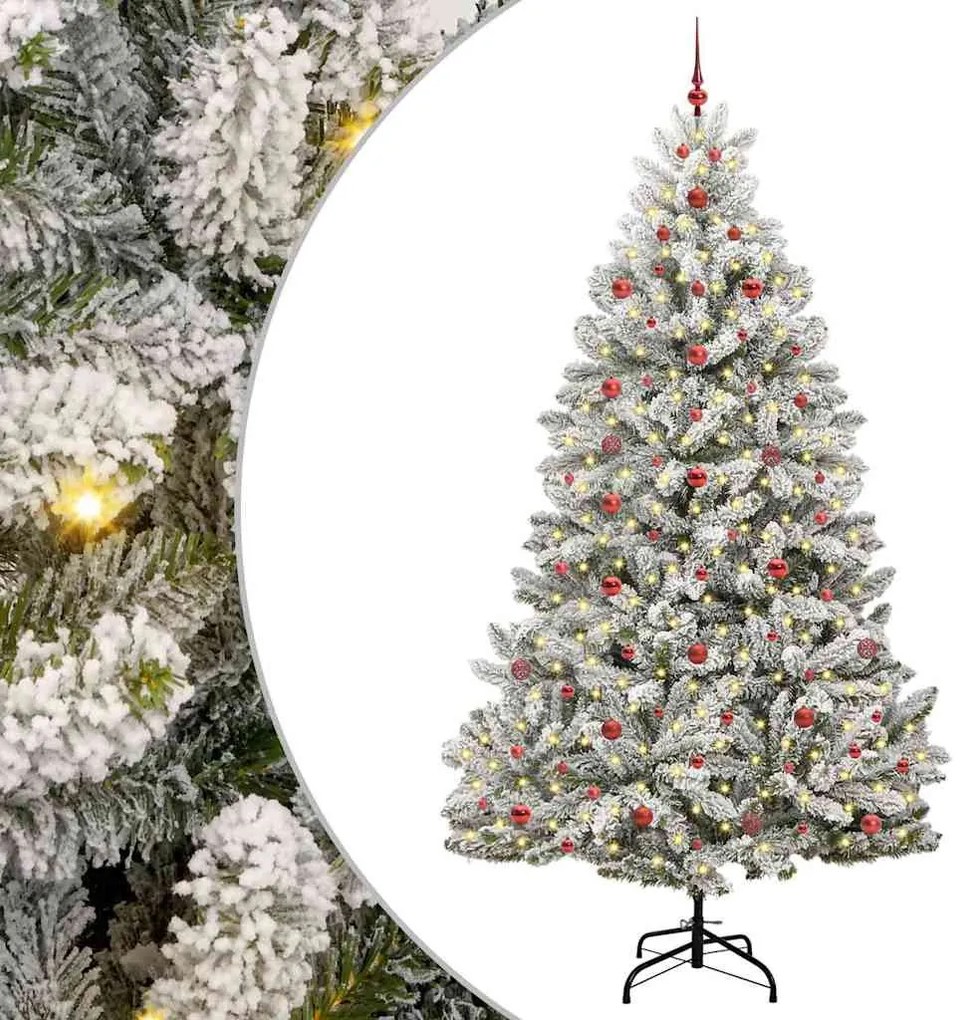 Mű karácsonyfa 300 LED-del Zöld és Fehér 240 cm PVC és fém