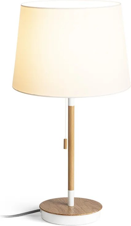 RENDL KEITH/AMBITUS 30 stolní s USB Polycotton bílá/buk 230V LED E27 15W