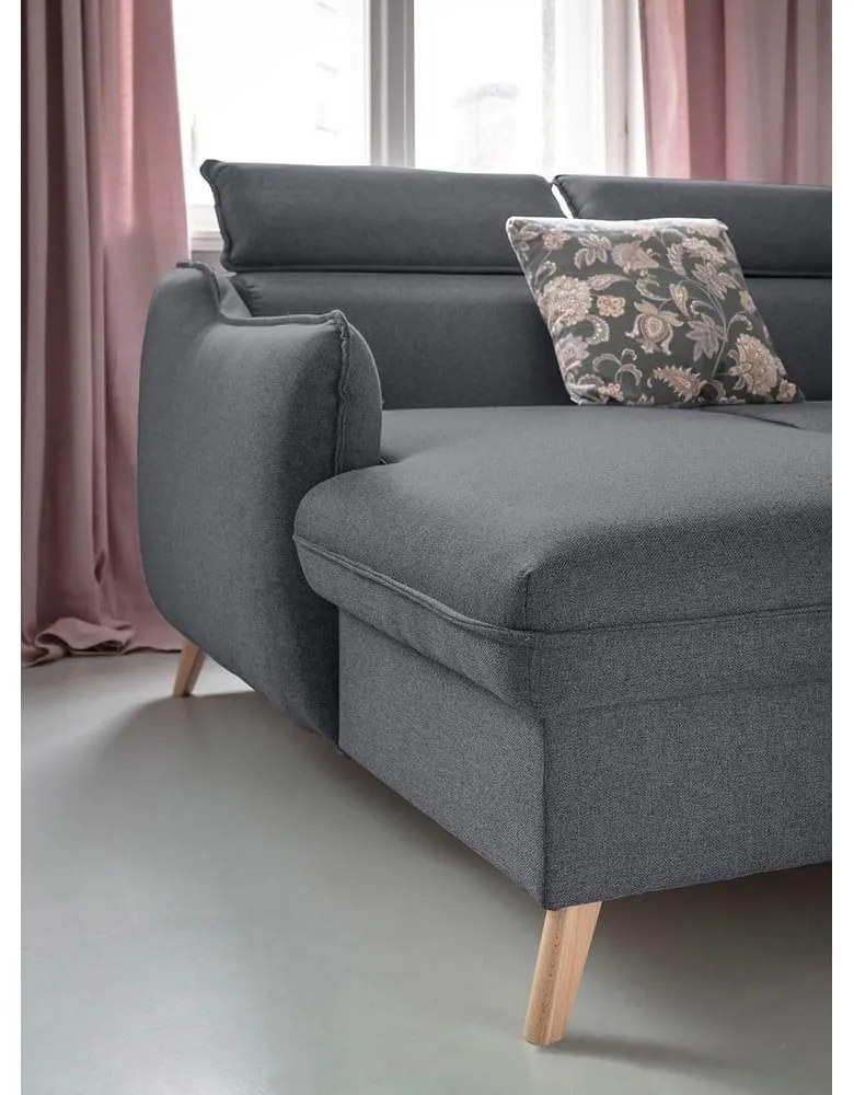 Sötétszürke kinyitható sarokkanapé (bal oldali) Sweet Harmony – Miuform