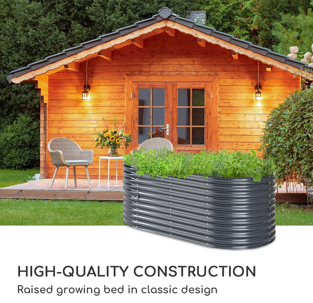 Blumfeldt High Grow, magaságyás, 200 x 80 x 100 cm, hullámlemez, egyszerű telepítés