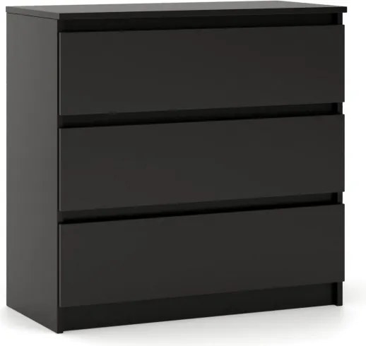 SIMPLE komód 80 cm, 3 fiókkal, fekete