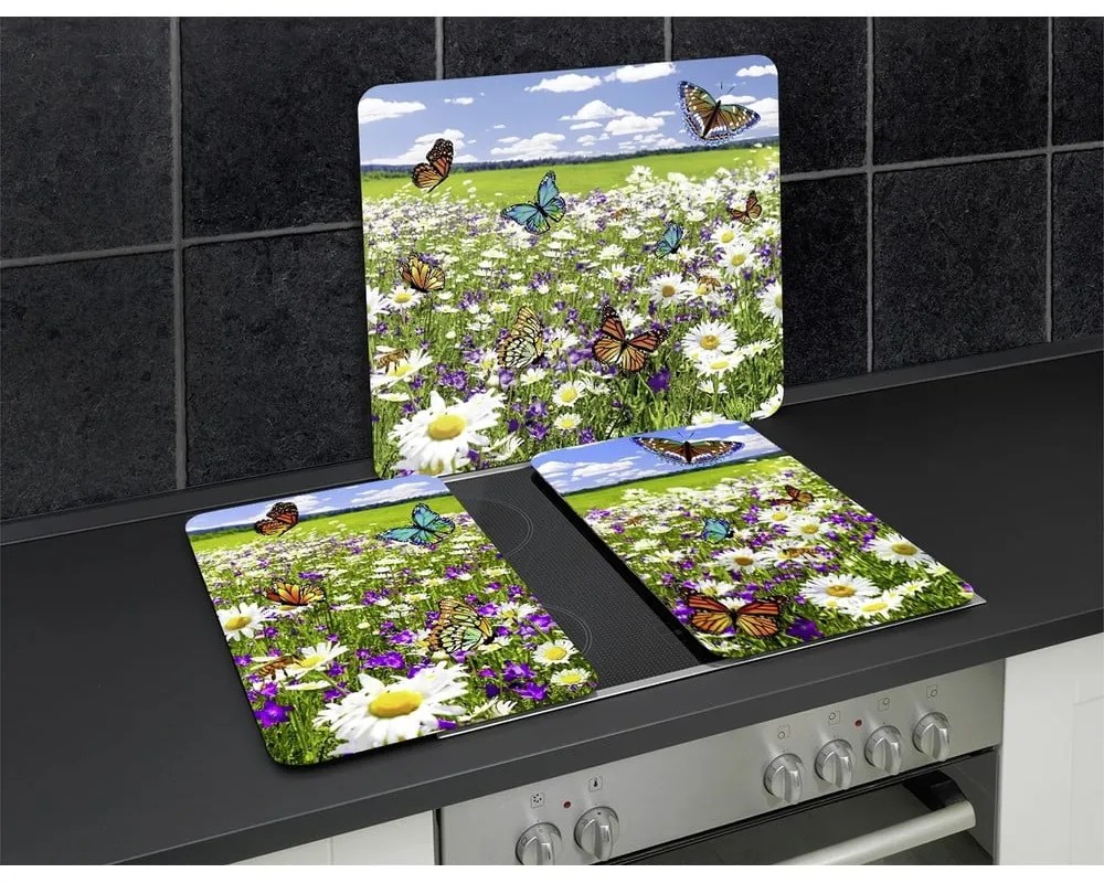 Edzett üveg tűzhely fedőlap szett 2 db-os 52x30 cm Summer Meadow – Maximex