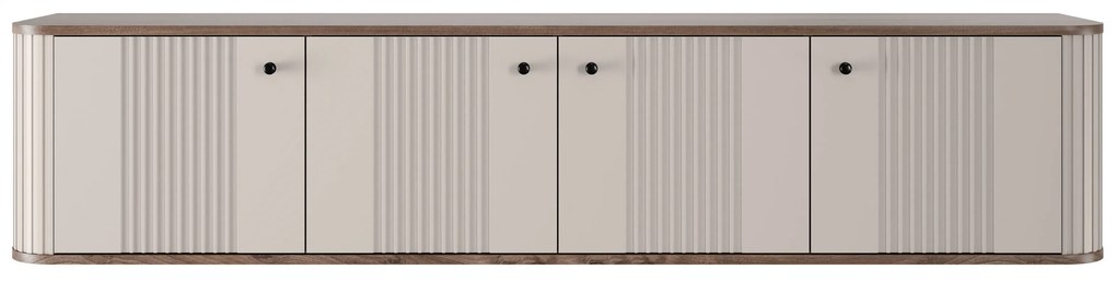 Vesper 4D függő TV-szekrény 187 cm - kasmír / diófa / fekete fogantyúk