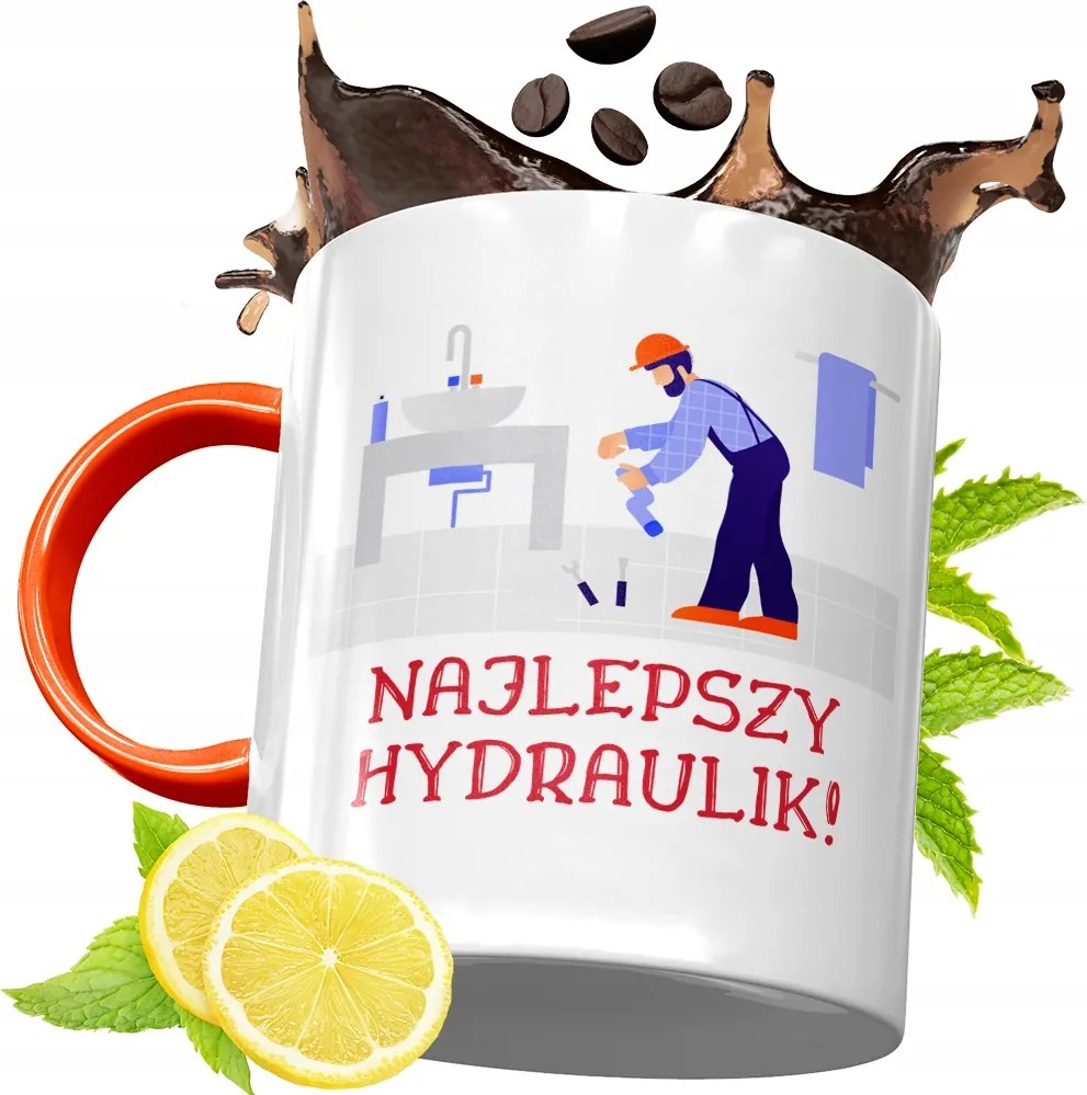 Narancssárga Bögre Vízvezeték Szerelőnek Ajándék fényképes nyomattal