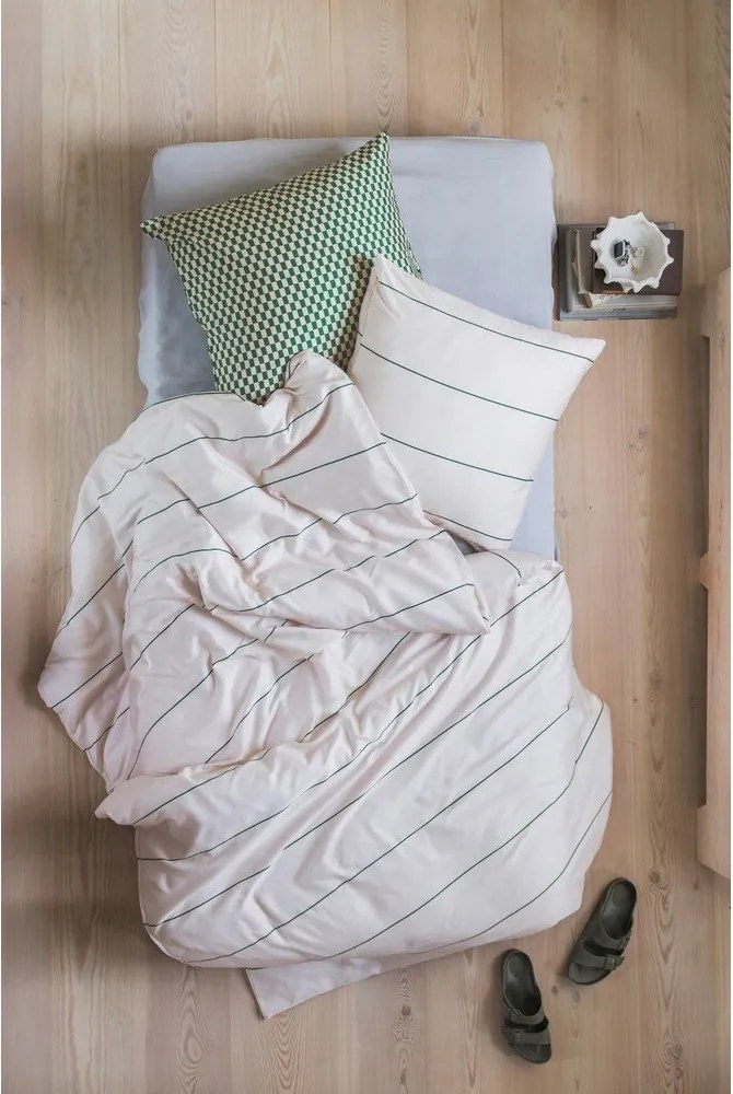 Bézs egyszemélyes pamut-szatén ágyneműhuzat 140x200 cm Align – Mette Ditmer Denmark