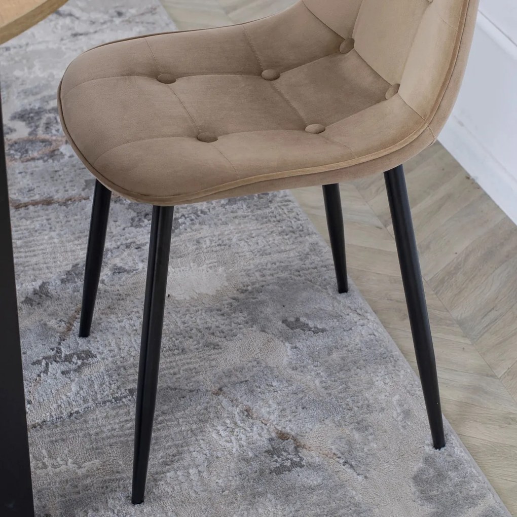 Étkezőgarnitúra 4 db. Bézs Bársony Aris székkel. Bővíthető asztal HARRY 102-142 cm