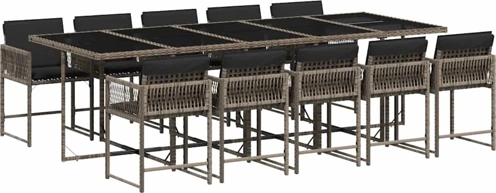 vidaXL 11 részes szürke polyrattan kerti ülőgarnitúra párnákkal