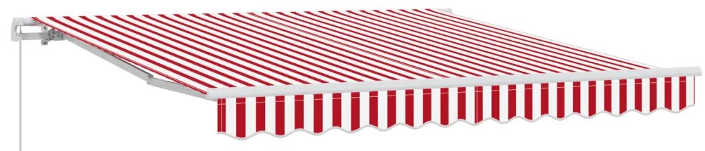 Kézi Behúzható Napernyő Piros és Fehér Csík 300x250 cm