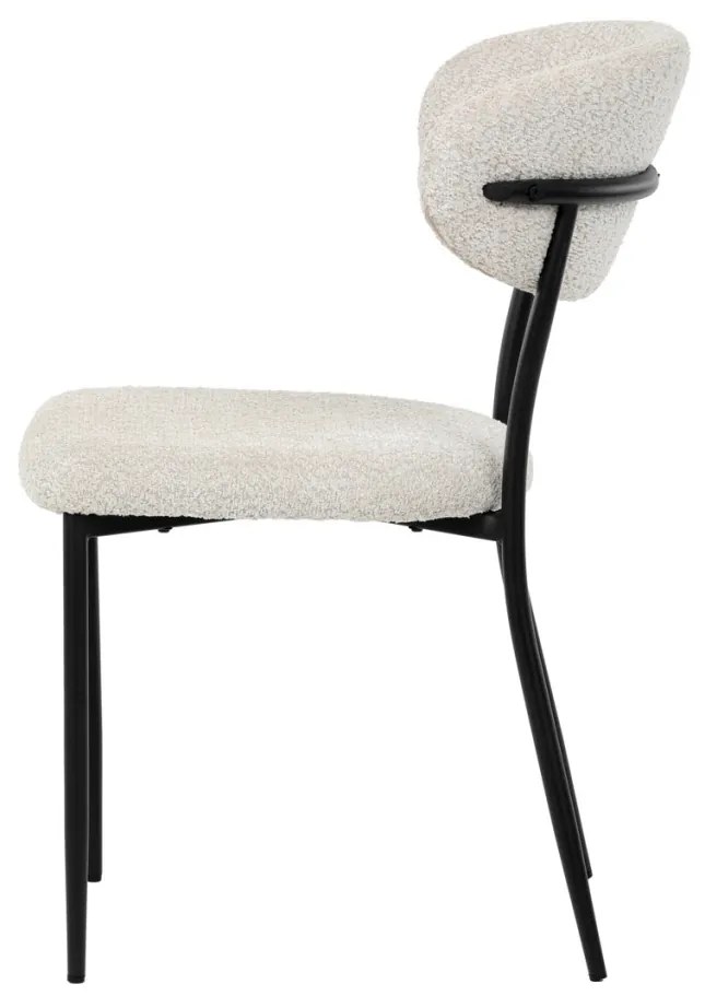 Scaun de sufragerie, material crem, picioare metalice negre