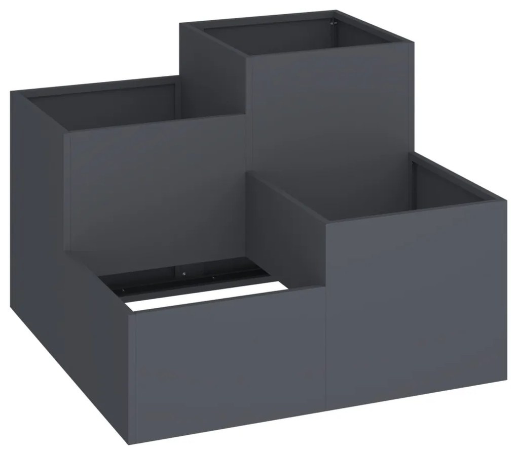 vidaXL Kerti cserép Antracit 80 x 80 x 60 cm Acél